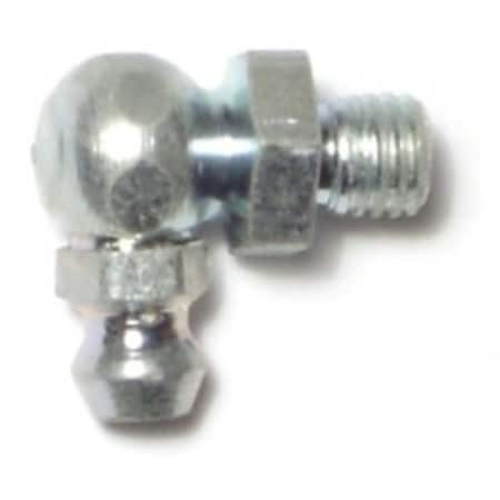 Midwest Fastener 1/4"-28 Zinc Plated Steel Fine Thread 90 Degree Angle Grease Fittings 8PK 63224